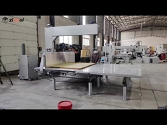 Quatro rodas de guia Máquina de corte de esponja de faca vertical com mesa de trabalho de alumínio móvel a mão