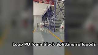 A máquina de orientação automática de faca de faixa cortadora de laço que divide longos blocos de espuma PU em espuma de rolo