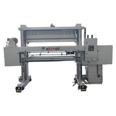 Máquina de corte horizontal de espuma rectangular rígida e longa, de movimento de corte recíproco no trilho com rolos de pressão automática e enrolamento