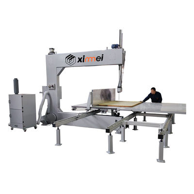 Quatro rodas de guia Máquina de corte de esponja de faca vertical com mesa de trabalho de alumínio móvel de mão Alta precisão de corte Cortar esponja em blocos e tiras Eficiência e confiabilidade Reduzir o tempo de inatividade